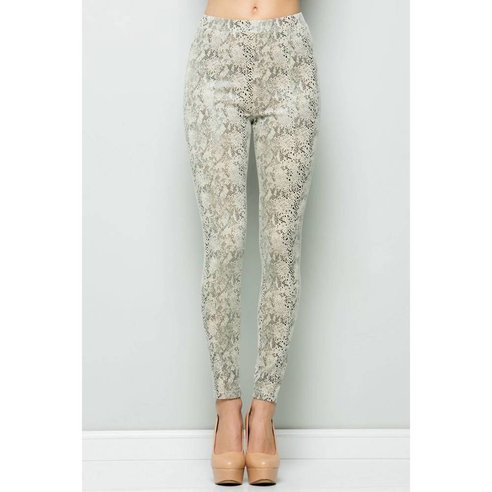 NEW SEE AND BE SEEN snake skin legging in off white